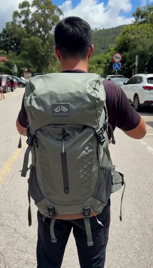 Preview of Travel backpack straps adjusted before a hike